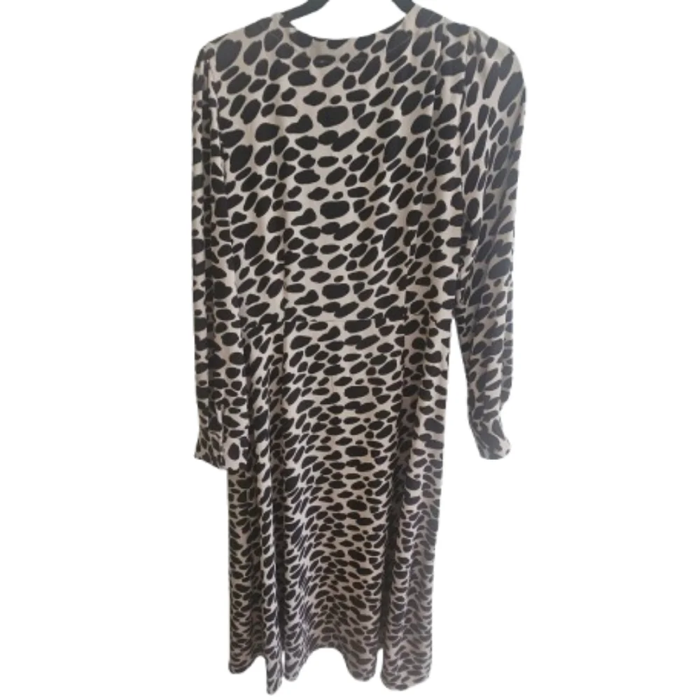 LOFT Black and Cream Leopard Print A-Line Dress - Picture 4 of 10